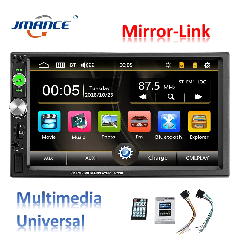 MP5 player only JMANCE 2-din MP5 Автомобильный плеер 7023b Mirror Link Автомобильный мультимедийный плеер универсальный подголовник Автомобильный монитор mp5 automotivo pantalla para - Цвет: MP5 player only