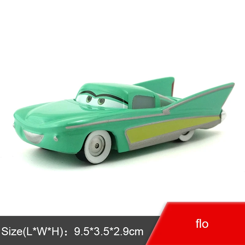 Disney Pixar Cars 2 и 3 Lizzie Lightning McQueen Flo Jackson Storm Mater Hudson Ramirez 1:55 литые металлические игрушки из сплава детский подарок - Цвет: Flo