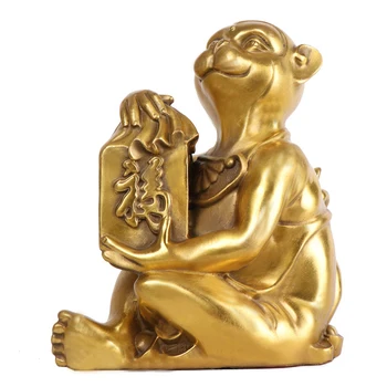 

MOZART Copper Fuyin Fenghou Golden Monkey Feng Shui Decoration 12 Zodiac Copper Monkey Home Metal Crafts Decoration