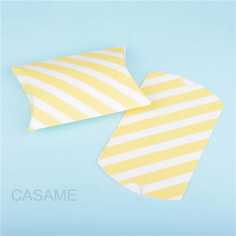 Yellow Stripe Золотой Большой Лебедь Печенье Подарочные коробки олень и Рождественская елка гостей упаковочные коробки детская вечеринка подарок декоративная подушка коробка Свадьба - Цвет: Yellow Stripe