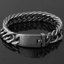 Ретро черный 316 нержавеющая сталь щеткой звено цепи браслеты для мужчин Байкер матовая ручная цепь наручные браслеты дешевые ювелирные изделия