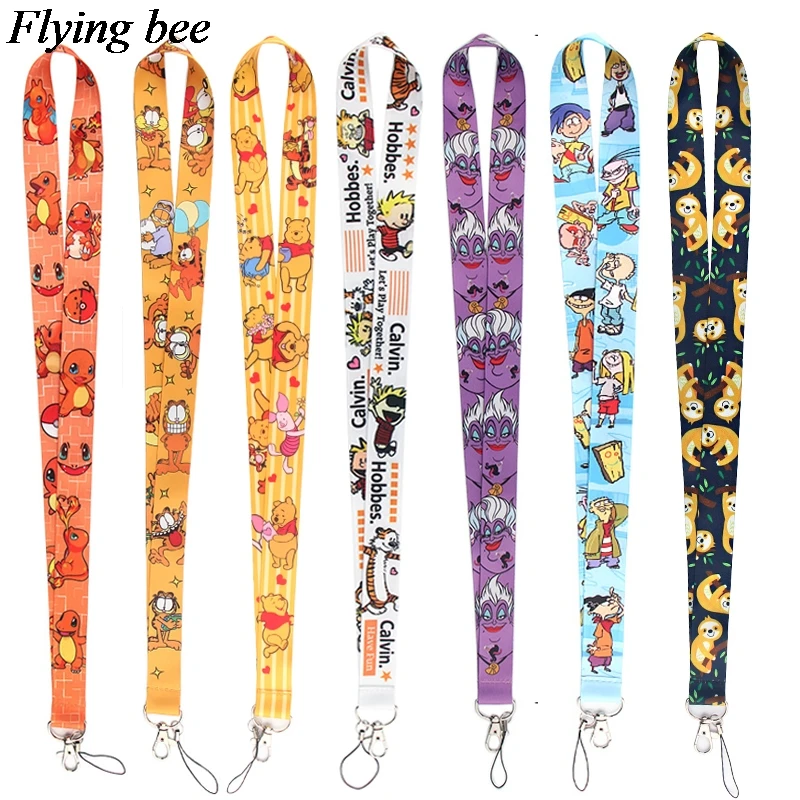 

Flyingbee Anime Cartoon Kawaii Keychain Lanyard For Keys Phone ID Name Tag DIY Hang Rope Key Ring Gifts X0841