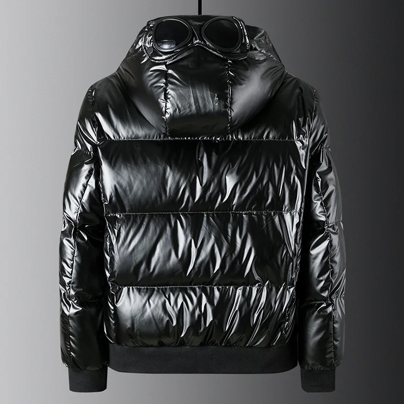 

2019 Fashion Winter Coats Mens Thermal Thick Coat Snow Male Warm Outerwear Fashion PU Leather Glossy Zipper Down Coat Male