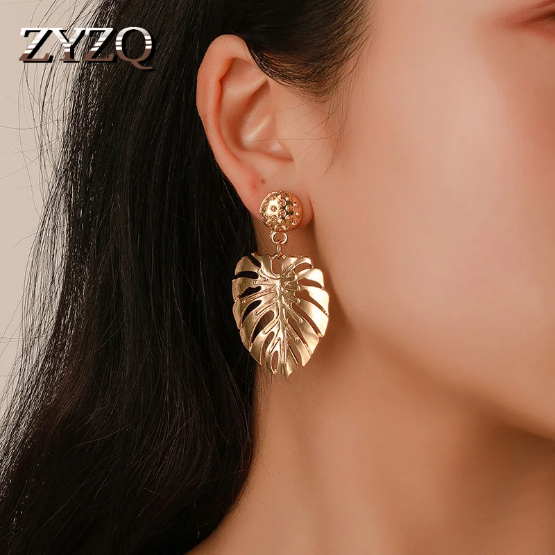 

ZYZQ Romantic Plant Sreies Leaf Drop Earrings Hollow Lotus Leaf Shaped Valentine's Day Gift For Girlfriend Store New Come Jewel