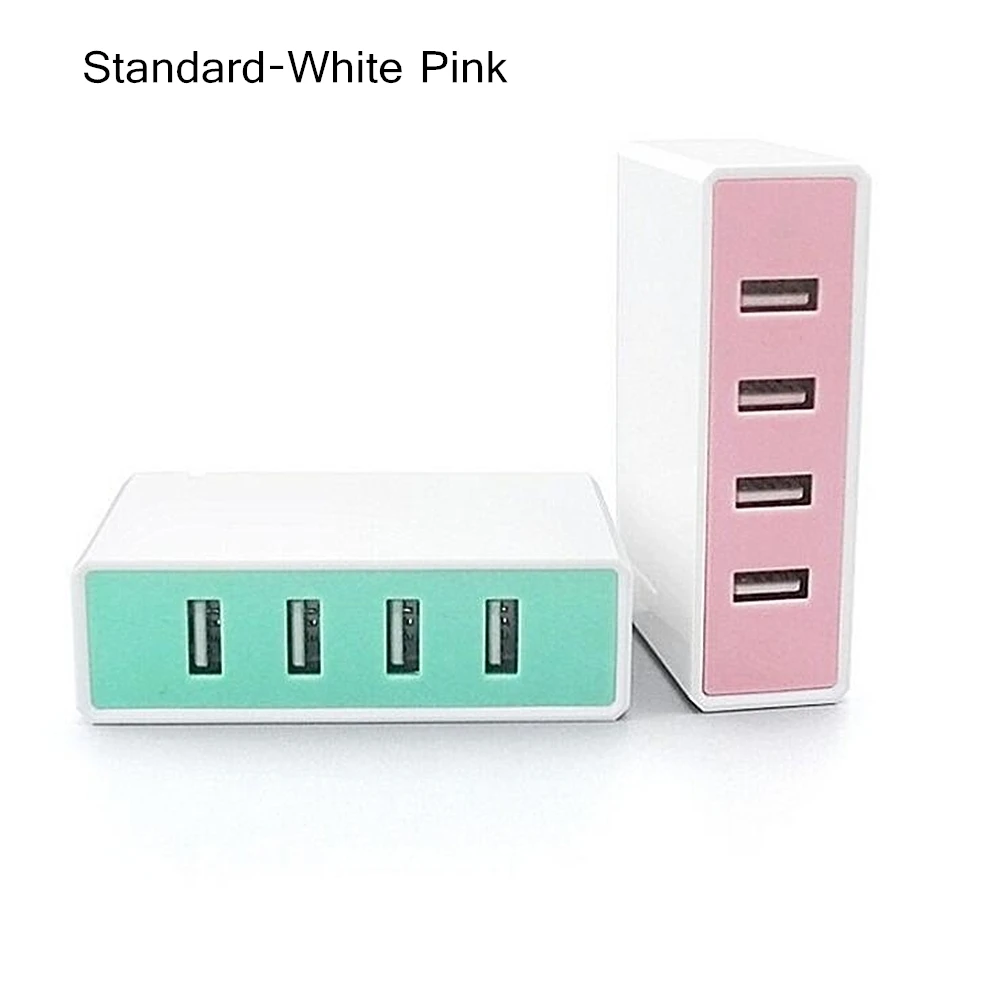 Standard-White Pink 4USB Quick Charge 3C Сертифицированный 5V2. 4AUSB Зарядное устройство для мобильных телефонов и планшетов универсальная зарядная головка - Цвет: Standard-White Pink