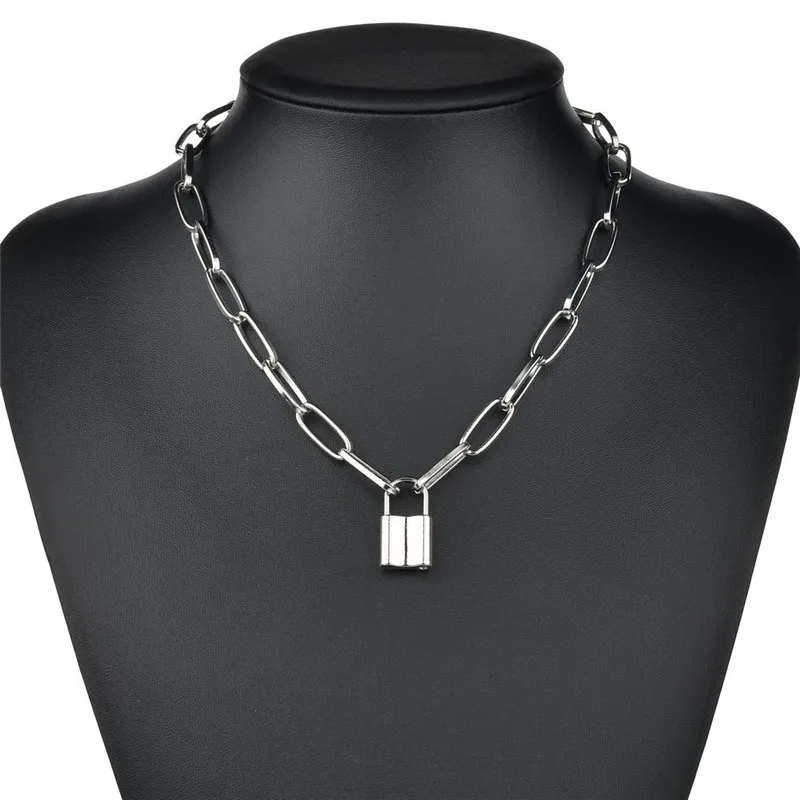 Двухслойное ожерелье в форме сердца с круглым замком, длинная цепочка под свитер в стиле панк, серебряное ожерелье с подвеской, женское модное готическое ювелирное изделие - Окраска металла: silver