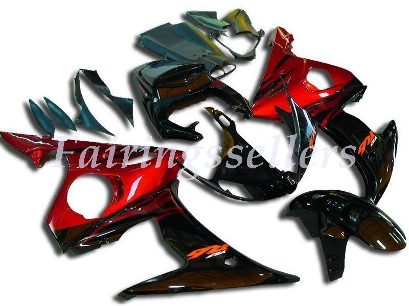 Black and Orange Новые ABS Пластиковые обтекатели подходят для Yamaha Обтекатели YZFR6 2003 2004 2005 обтекатель кузова YZF R6 03 04 05 на заказ черный и оранжевый - Цвет: Black and Orange