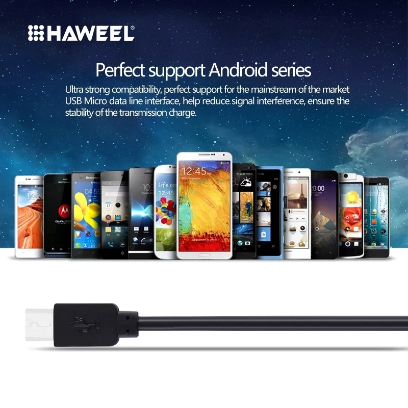 HAWEEL 3 м высокоскоростной Micro USB для USB синхронизации данных зарядный кабель для samsung, Xiaomi, huawei, LG, htc, устройств с Micro USB