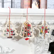 Рождественские украшения деревянная Лазерная выдолбленная Рождественская елка маленькая Подвеска Деревянный пятиконечный Звездный колокол кулон подарки