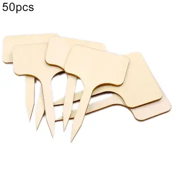 

50Pcs Mini Wooden Flower Plant Sign Label Growing Tag Maker Planting Accessory Garden Ring Label Seedlings Marker Accessories
