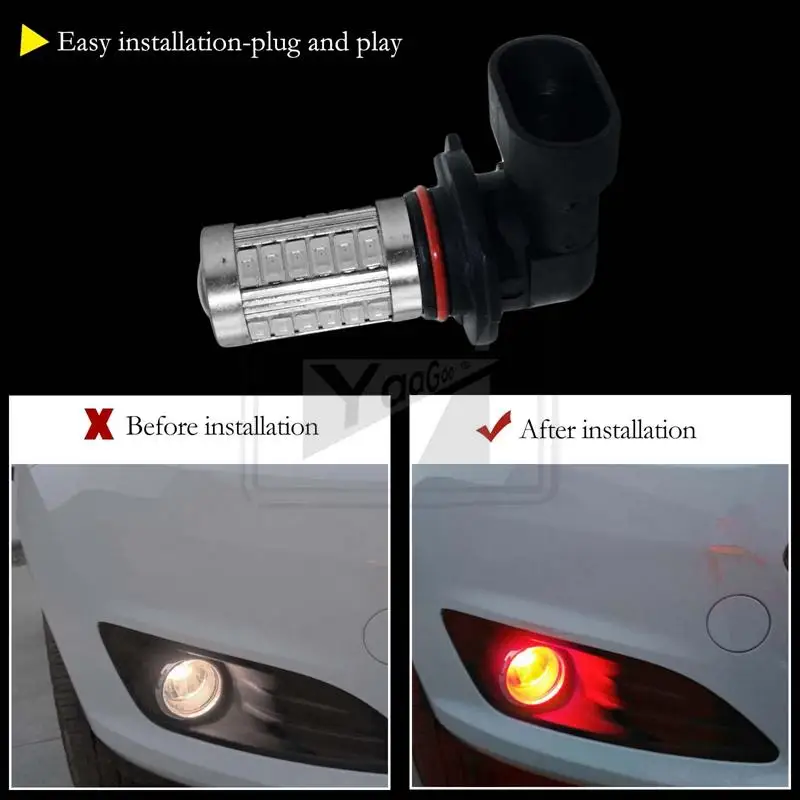 Светодиодные противотуманные фары YaaGoo красный 9005 HB3 12 В 33SMD лампы для