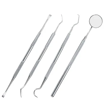 

4Pcs Dental Mirror Stainless Steel Dental Tool Set Mouth Mirror Dental Kit Instrument Dental Pick Dentist Prepare Tool