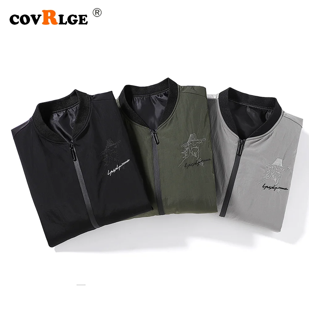 Covrlge Trendy Men's Autumn Coat Baseball Uniform Winter Casual Solid Color Printing Jacket Plus Size 4XL Streetwear MWJ213