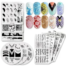 PICT YOU Nail Stamping placas flor rectángulo Acero inoxidable Nail Image plantillas Plantilla de estampado