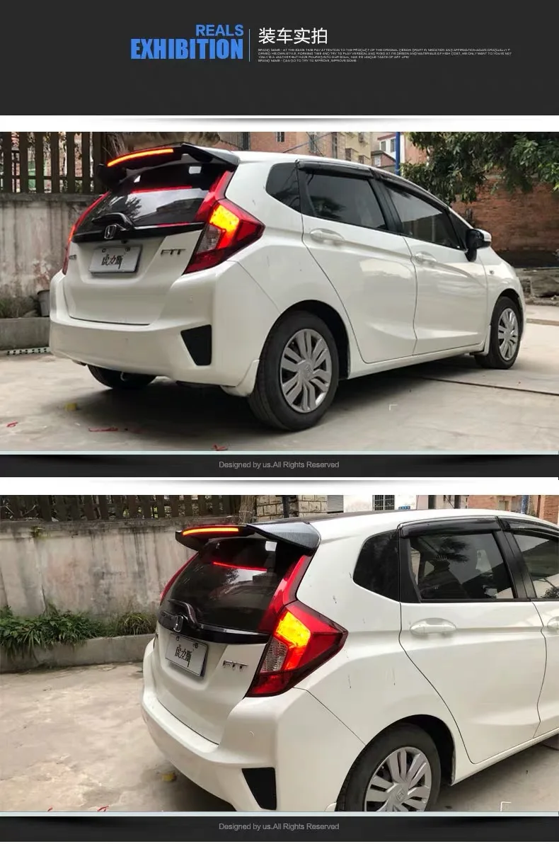 Длинный светодиодный светильник ABS Спойлер для Honda Fit Jazz год- с материалом заднее крыло автомобиля подходит GK5 крыша Спорт спойлер RS