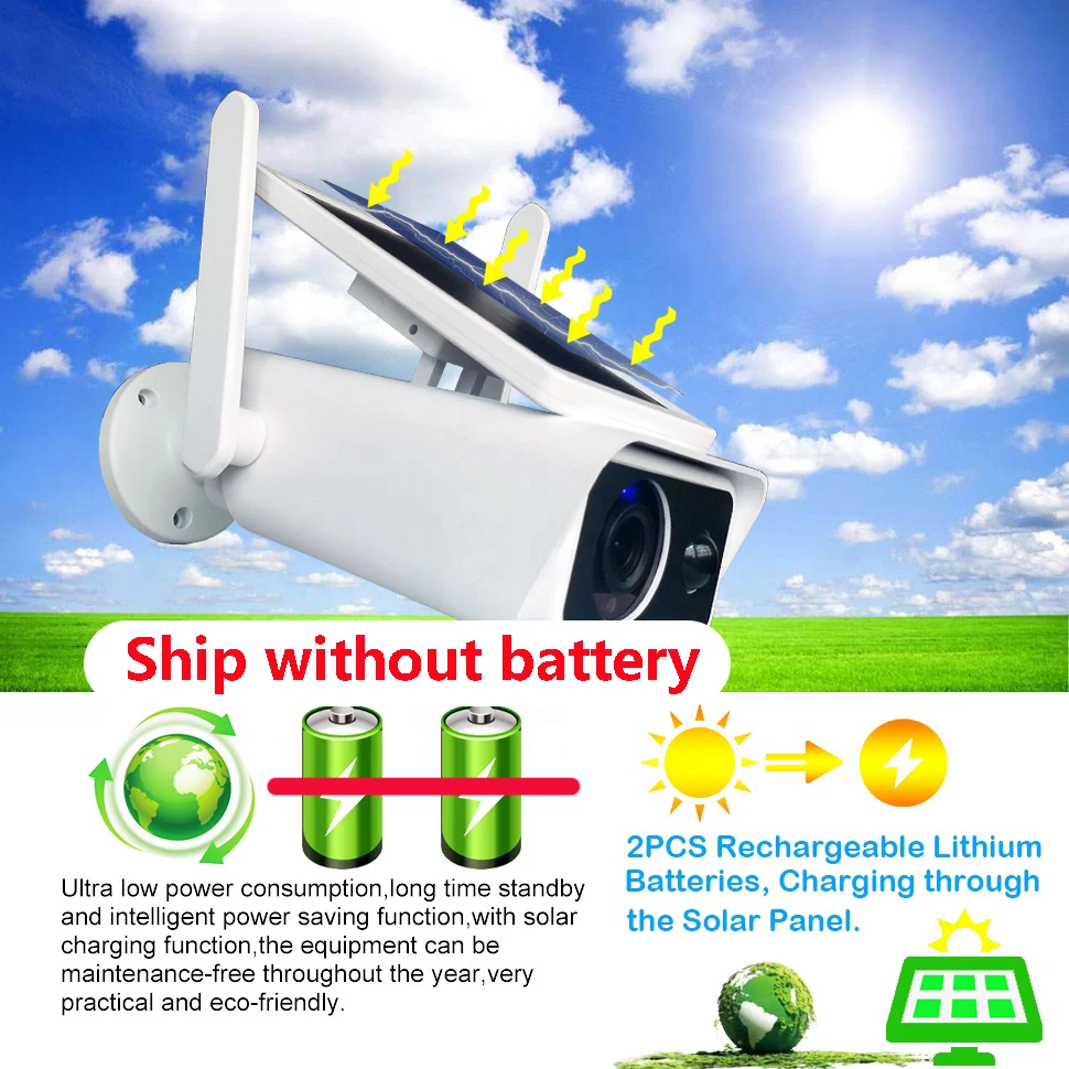 

SHIWOJIA PIR 1080P Video Intercom Low Power Consumpti Surveillance Solar IP Camera Wifi Battery Solar Powered Security Camera