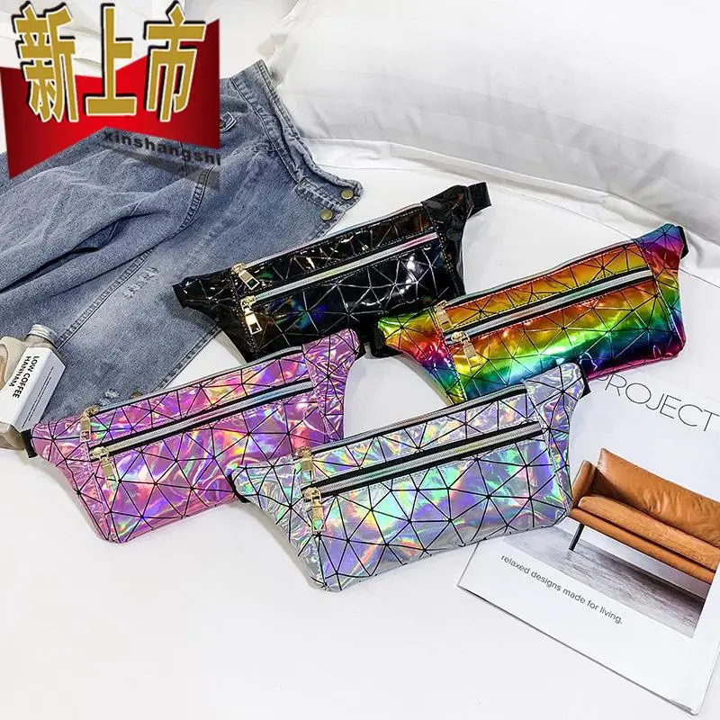 

Women's Chest Bag Fashion Multi-functional PU Waist Bag 2019 New Style Korean-style Reflective Laser Shoulder Bag
