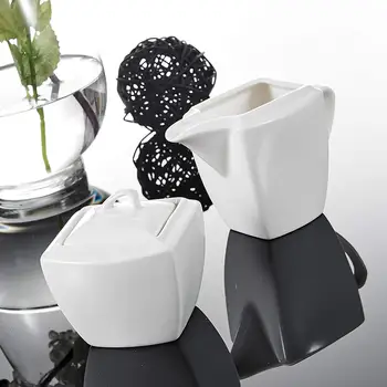 

MALACASA Blance 3-Piece White Ceramic Sugar and Creamer Set for Coffee&Tea with 1-Piece Milk Jug,1-Set Sugar Pot with Lid