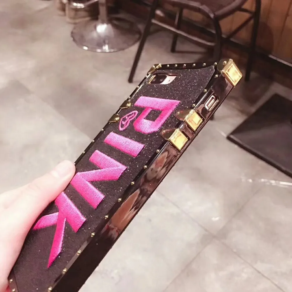 Роскошный квадратный 3D мобильный чехол для телефона розовый samsung S8 9 10Plus Note8 10Pro