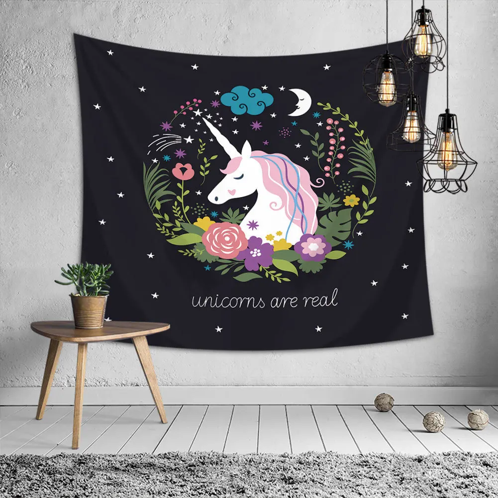 3D цифровая печать мультфильм сладкий Единорог гобелен милые животные Unicornio настенные ковры для детей девочек комнаты украшения дома