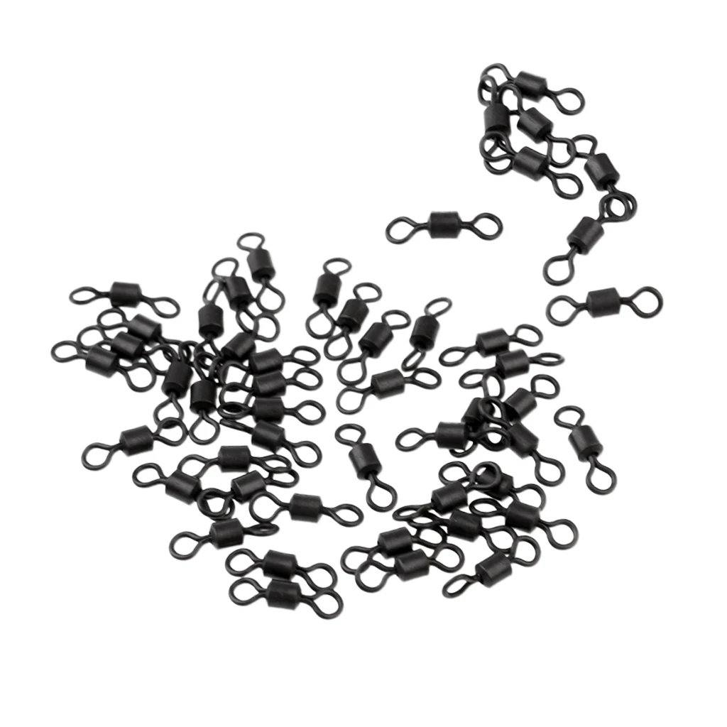 50 Pieces Fishing Ball Bearing Barrel Rolling Swivel Bearing Lures Connector Solid Ring Size 4# Fishing Hook Accessories