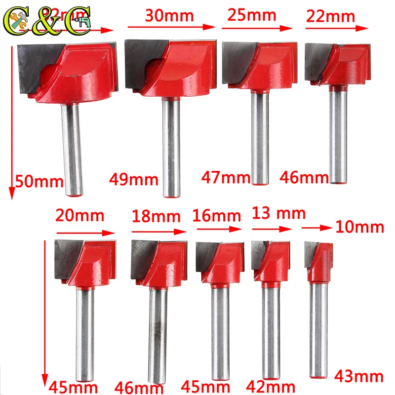 10mm Surface Planing Bottom Cleaning Wood Milling CNC Router Cutting Mill Bit