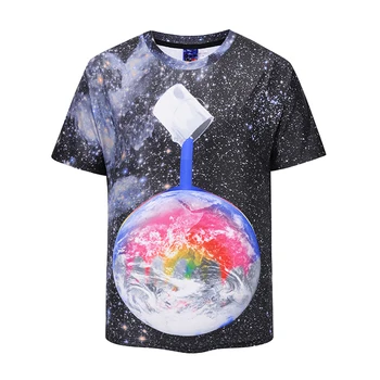 

Summer new shirt digital planet 3D printing T-shirt street youth short-sleeved large size men's shirt Cosplay Costume unisex
