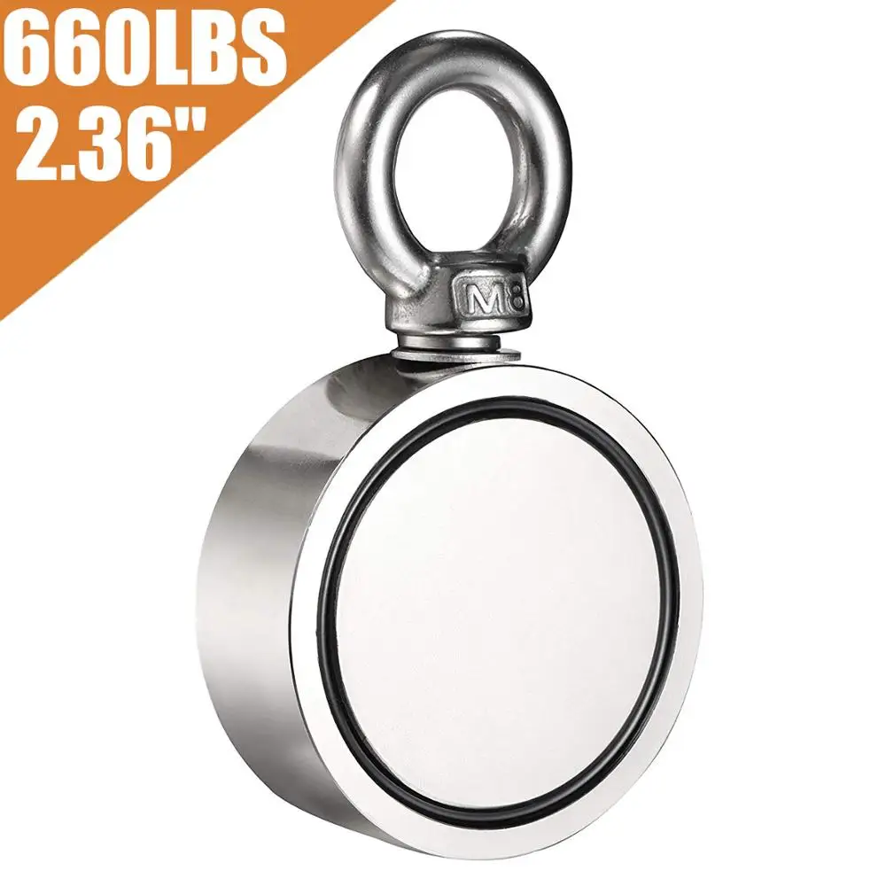 

MIKEDE Super Strong Neodymium Fishing Magnets Double Face Magnet 60mm 2.36inch for Retrieving in River and Magnetic Fishing