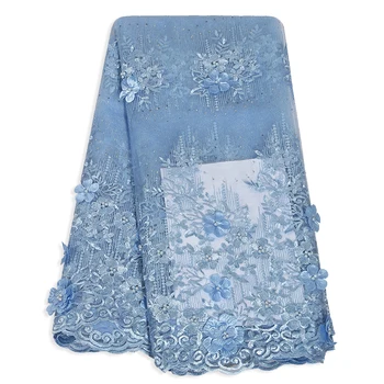 

Bestway Top Sales 3D Flower Laces 2019 Latest French Tulle Laces Nigerian Women Party Dress Beads Embroidery Hot-fix Lace Fabric