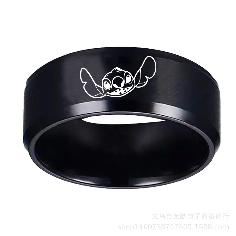 2022 New Arrival Stitch Cartoon Ring Accessories 8mm Cute Stitch Stainless Steel Finger Holder Lovers Rings Jewelry Llaveros 