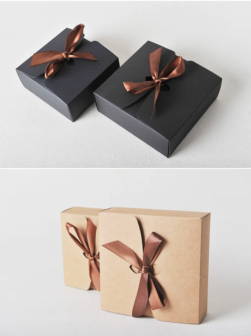 Detalles Invitados Eventos 50 Cajas Recuerdo Boda Kraft Con Cinta - Para Dulces, Detalles, Baby Shower, Navidad Regalo Fiesta