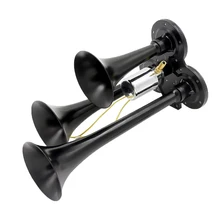 Тройной Воздушный Рог с электрическим соленоидным для грузовиков-супер громкий 150 дБ 12 V/24 V DC-подходит для грузовиков SUV лодки поезд(черный