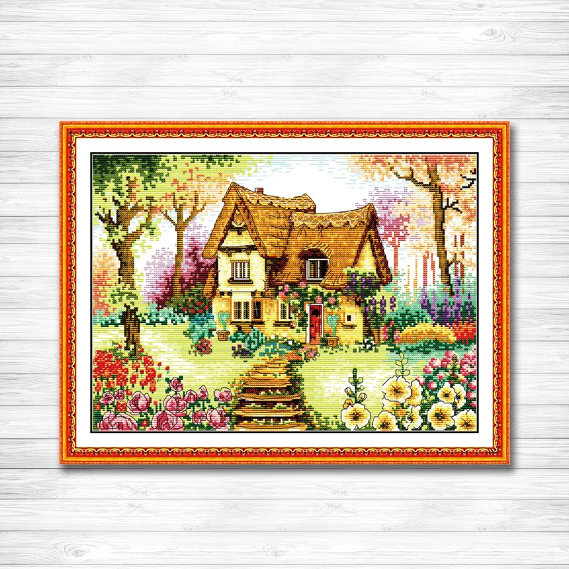 

A Country cabin Counted Printed on canvas DMC 11CT 14CT Cross Stitch kit needlework Set embroidery Scenery house Home wall Decor