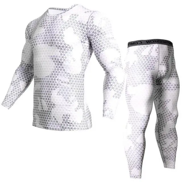Suit11 Мужское Спортивное нижнее белье, камуфляжная майка, рубашка, леггинсы, комплект спортивной одежды из 2 предметов, сухая футболка, спортивное компрессионное белье - Цвет: Suit11