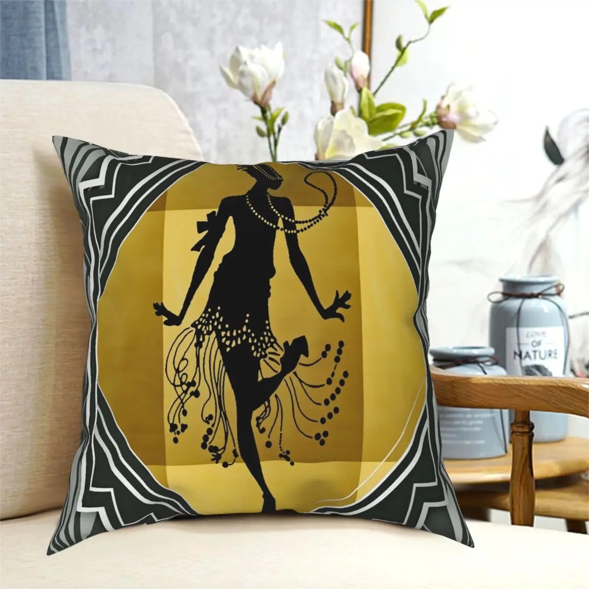 

Art Deco Flapper Roaring 20's Gatsby Style Pillowcase Polyester Pattern Zipper Decor Pillow Case for Car Cushion Cover