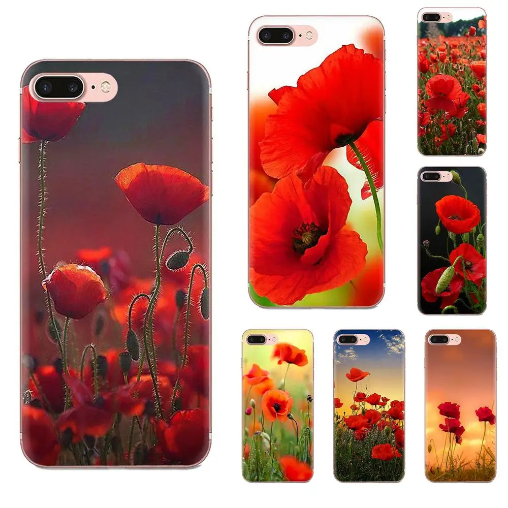 Красной кукурузы картина с изображением цветков мака для Galaxy J1 J2 J3 J330 J4 J5 J6 J7 J730 J8