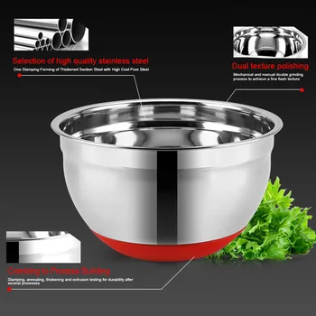 

Newly Stainless Steel Bowl with Sealing Cover without Magnetic Thickening Silicone Bottom Salad Pot Baking Egg Kitchen Utensils