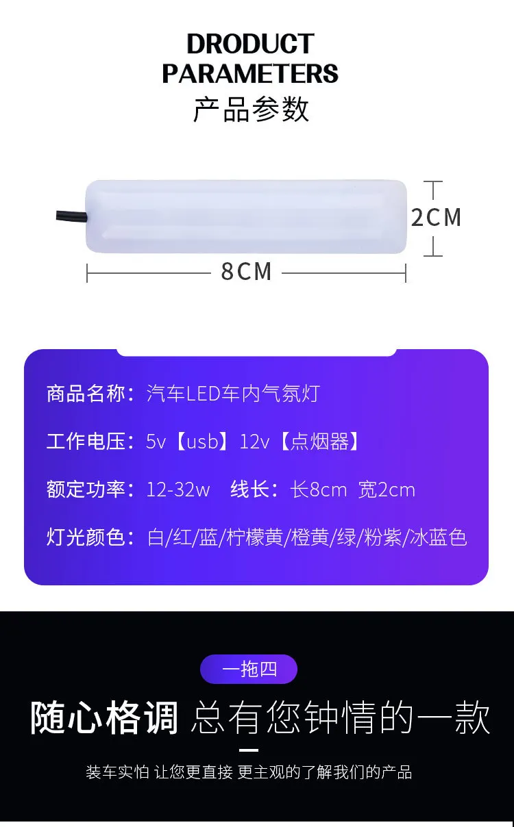 Автомобильный светодиодный RGB мини-светильник для ног с голосовым управлением, атмосферные декоративные лампы, беспроводное управление приложением для телефона, автомобильная интерьерная красочная лампа