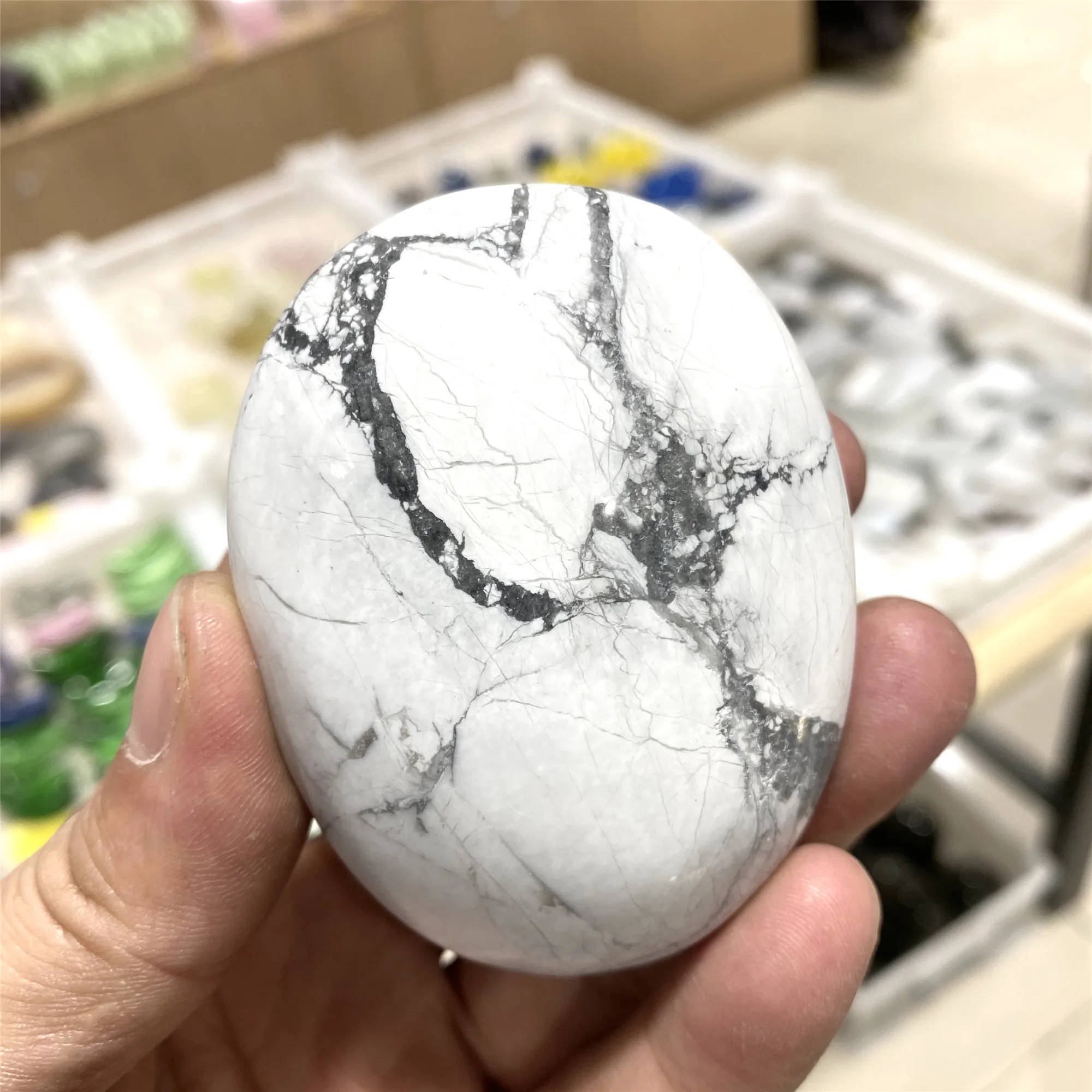Натуральный Полированный лечебный камень Howlite образец сырья восстанавливающий