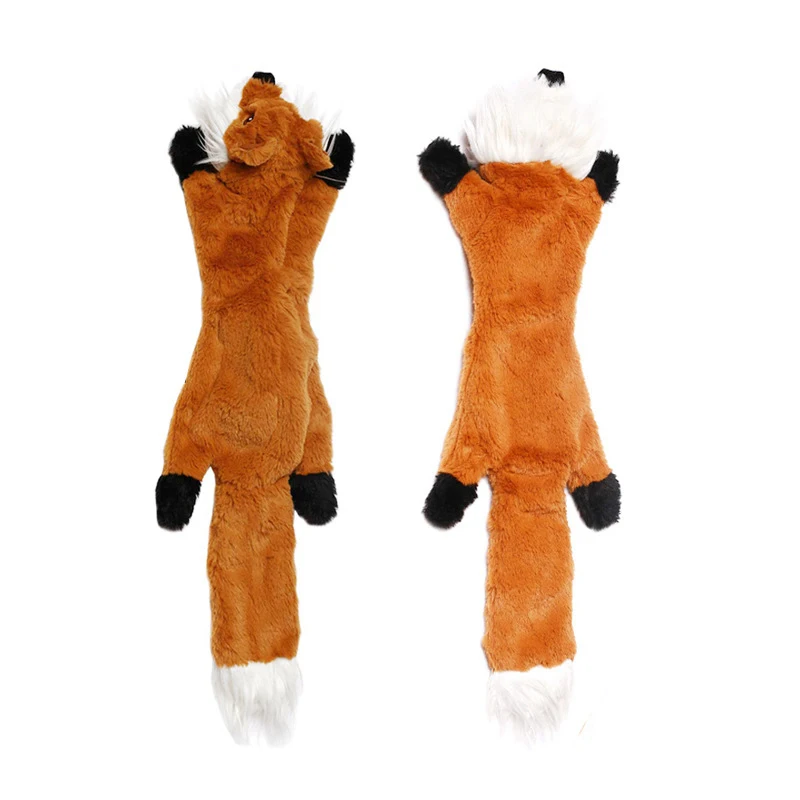 Pet Simulation Animal Plush Toy Interactive Squeaky Soft Chew Toy Skunk/Squirrel/Raccoon/Fox Shape Doll Sound Toy For Dogs
