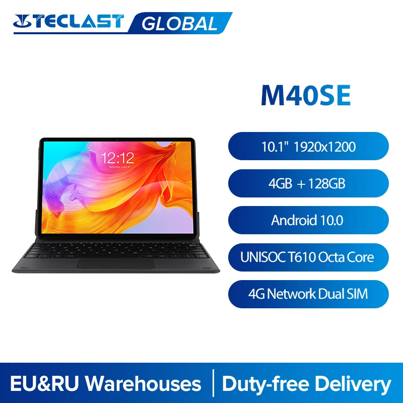 Teclast M40SE 10.1'' Tablet 1920x1200 UNISOC T610 Octa Core 4GB RAM 128GB ROM 4G Network Dual SIM Android 10.0 Type-C Docking