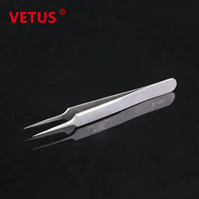 Original VETUS 5-SA Professional Stainless Steel Tweezers For Eyelash Extension Tweezers 3D Accurate Makeup Tools