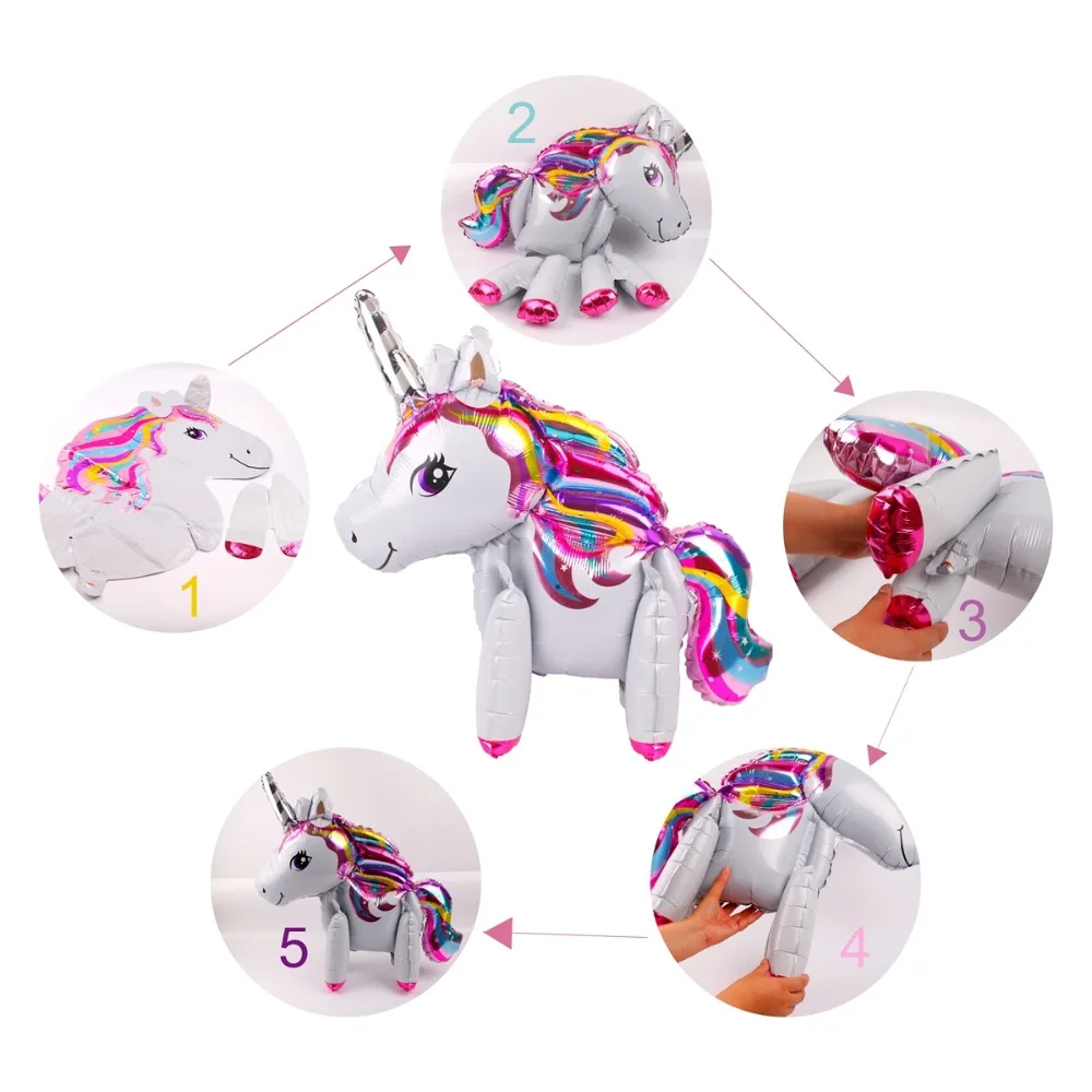 FENGRISE-1pcs-Cartoon-Rainbow-Unicorn-Balloon-Pink-Unicorn-Party-Decorations-Helium-Balloons-Kids-Favors-Birthday-Party