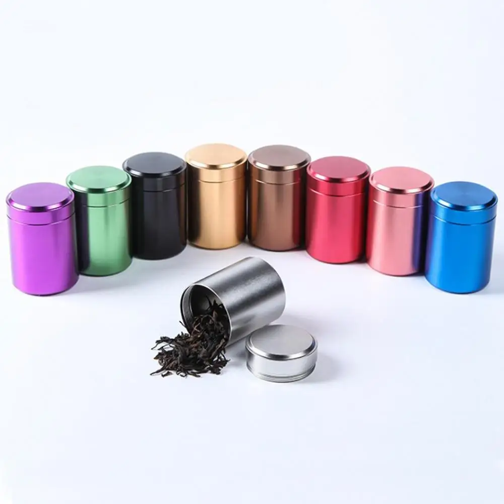 

Portable Airtight Tea Canister Mini Tea Caddy Coffee Powder Organizer Aluminum Can Travel Tea Leaves Tin Container Multi-purpose
