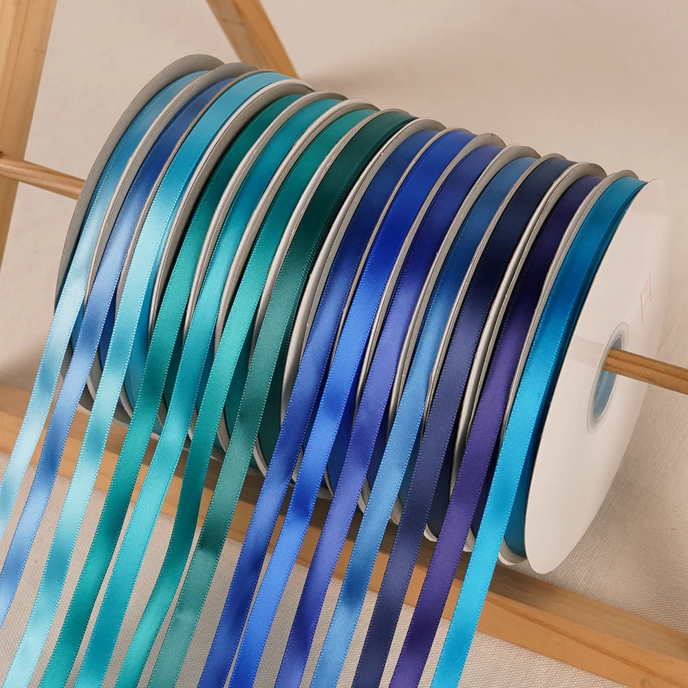 10mm (100 yards/roll) Blue series Satin Ribbon Wholesale Gift Packing