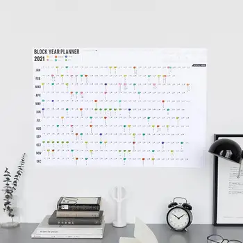 

2021 Year Wall Calendar with Colorful Dot Sticker 365 Organizer Learning Periodic Memo Schedule Planner Agenda Office Days Z4E0