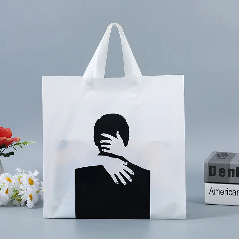 

50pcs High Quality PE Gift Bags Hug Boy Pattern Thicken Plastic Shopping Bags with Handle Clothing Package Bags