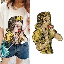 Белоснежка вышивка блёстки патч одежда приложение футболки DIY Мультяшные нашивки на ткани кружевной тканевый с рисунком аксессуары