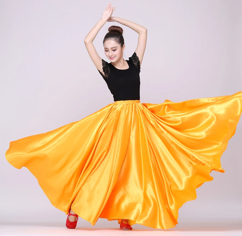 Color7 one skirt 10 цветов, женские бальные костюмы для танца живота, полиэстер, атлас, испанская Цыганская юбка для фламенко, ПЕРФОРИРОВАННОЕ платье, одежда для сцены - Цвет: Color7 one skirt