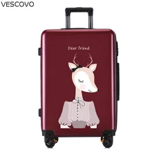 Vescovo 2" 22" 2" дюймовый чемодан с колесиками для девочек, багаж на колёсиках, Женский каюта чемодан, мультяшная сумка на колесиках